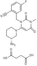 Succinate 1029877-94-8 de Trelagliptin branco ao pó cristalino branco quase C22H26FN5O6